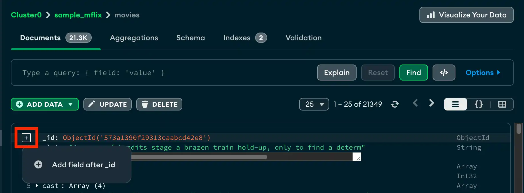 Add a field to a document